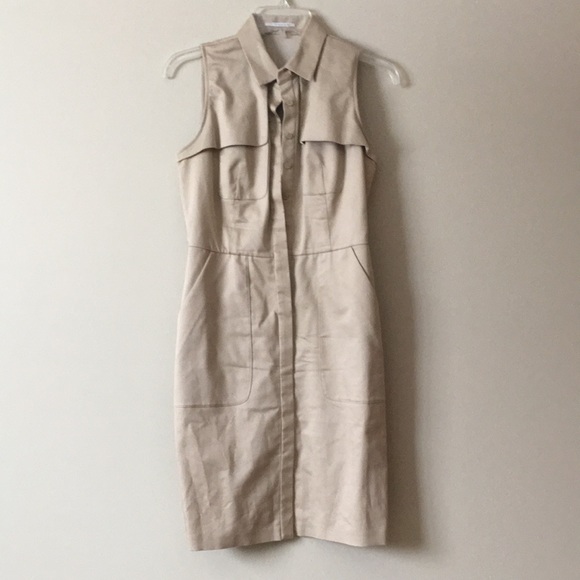 T Tahari Dresses & Skirts - Tahari sleeveless shirt dress in khaki